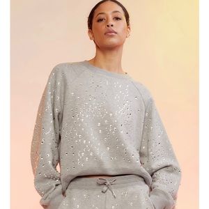 Cynthia Rowley grey embellished rhinestone sweatshirt. NWT, Size M.